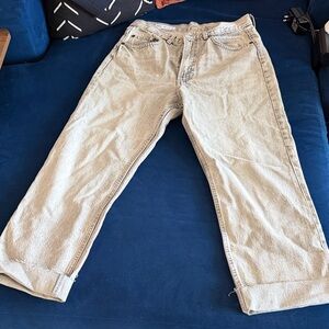 Zara High-Rise Relaxed Jeans in Light Beige